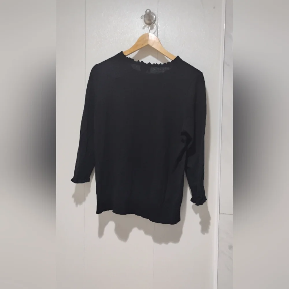 Kate Spade Ruffle Cotton Blend Long Sleeve Sweater Sz L